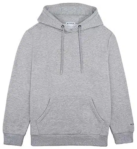 BETTERCHIC Men's Hooded Sweatshirt Long Sleeve Soft Brushed Fleece Hoody Classic Drawstring Pullover Hoodie (GREY,XL