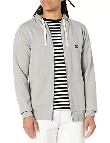 Billabong Men's Classic Premium Full Zip Fleece Sweatshirt Hoodie, Grey, XX Large