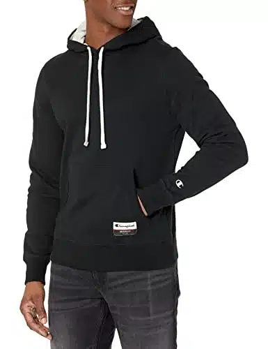 Champion Men's Authentic Originals Sueded Pullover Hoodie, Black, Medium