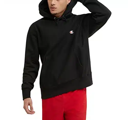 Champion mens Reverse Weave Pullover, Left Chest C Hoody, Black y, Medium US