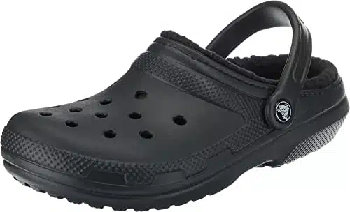 Crocs Men's and Women's Classic Lined Clog  Fuzzy Slippers, BlackBlack, omenen