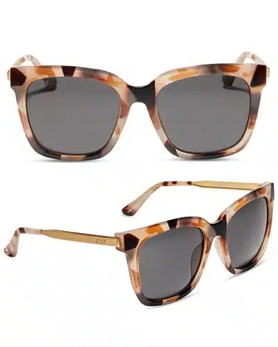 DIFF Hailey women oversized lightweight square sunglasses UVprotection, Cream Tortoise + Grey