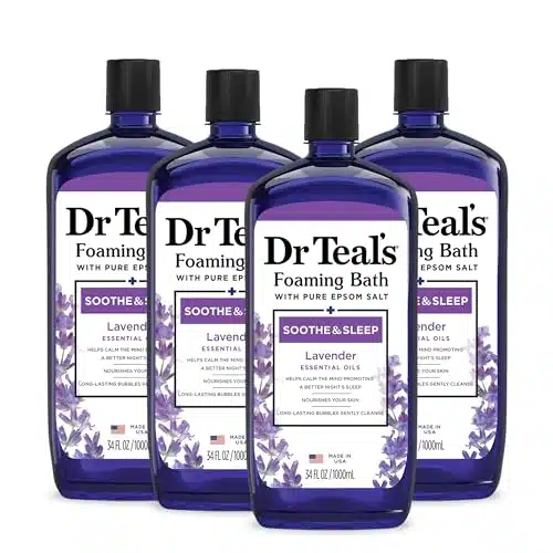 Dr Teal's Foaming Bath with Pure Epsom Salt, Soothe & Sleep with Lavender, fl oz (Pack of ) (Packaging May Vary)