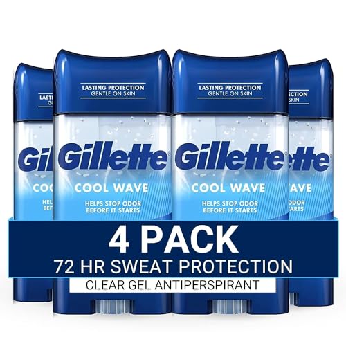 Gillette Clear Gel Menâs Antiperspirant and Deodorant, Hour Sweat Protection, Cool Wave, #Clear Gel Brand for Men, oz (Pack of )