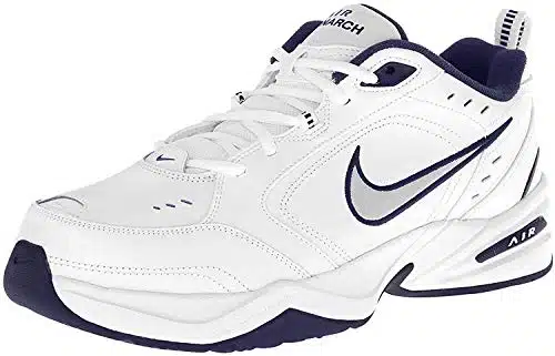 Nike Air Monarch IV Mens Running Trainers Sneakers Shoes ( EU , White Metallic Silver )