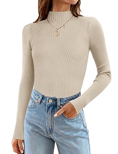 ZESICAÂ Women'sÂ FallÂ LongÂ SleeveÂ TurtleneckÂ TÂ ShirtsÂ RibbedÂ KnitÂ SweaterÂ SlimÂ FitÂ BasicÂ CasualÂ TeeÂ Tops,Almond,Medum