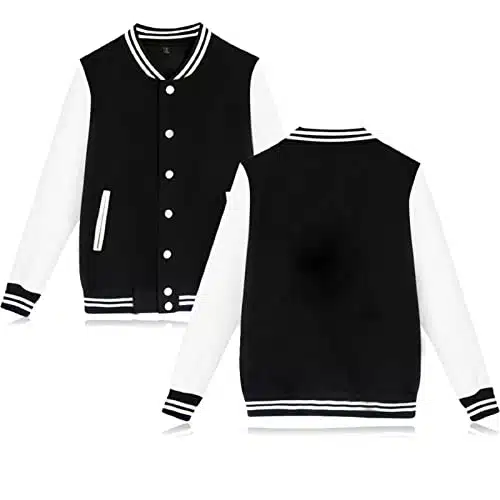 babyhealthy Women's Men's Varsity Baseball Jacket Casual Letterman Bomber Jacket Windbreaker Lightweight Jacket Coat