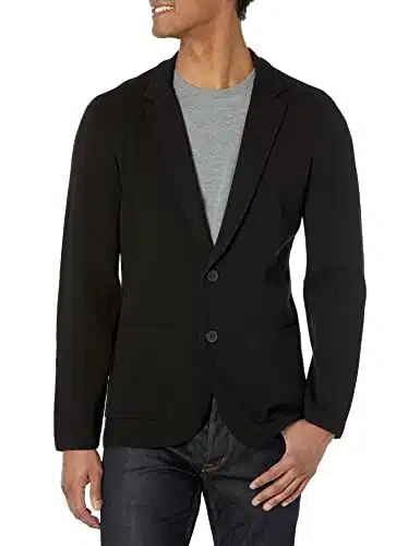 AX ARMANI EXCHANGE Men's Petite Cotton Polyester Blazer, Black, Small