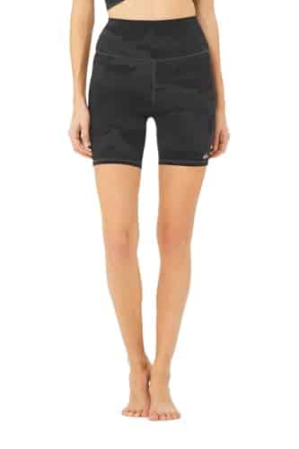 Alo Yoga Women's High Waist Vapor Short, Black Camouflage, X Small