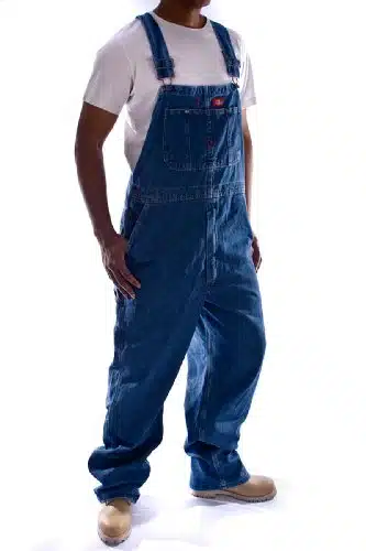 Dickies mens Denim Bib overalls and coveralls workwear apparel, Stone Washed,  x L US