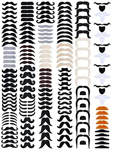 Giegxin Pcs Fake Mustaches for Kid Mustache Stickers Mustache Party Supplies Design Self Adhesive Fake Beard(Classic Style)