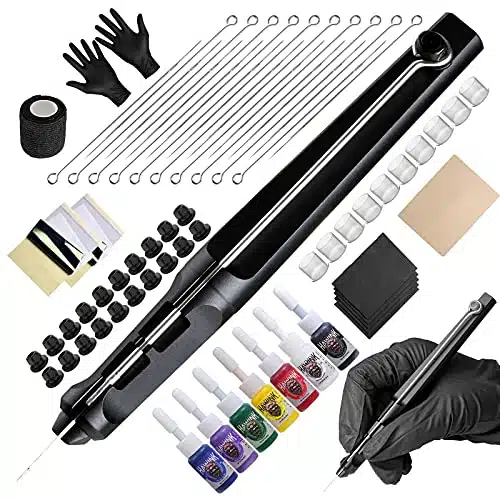 HAWINK Tattoo Kit Tattoo Pen Kit Poke a Stick Tattoo Hand Tool Kit with Ink PCS Needles GK HTN