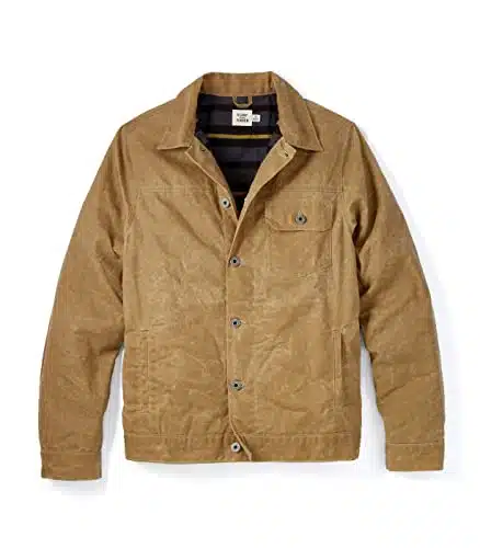 Huckberry Flannel Lined Waxed Trucker Jacket, Field Tan, L