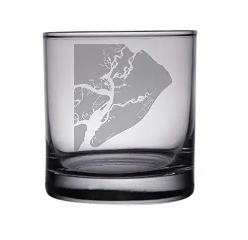 HullSpeed Designs Hilton Head Map   Engraved Rocks Glasses Set of