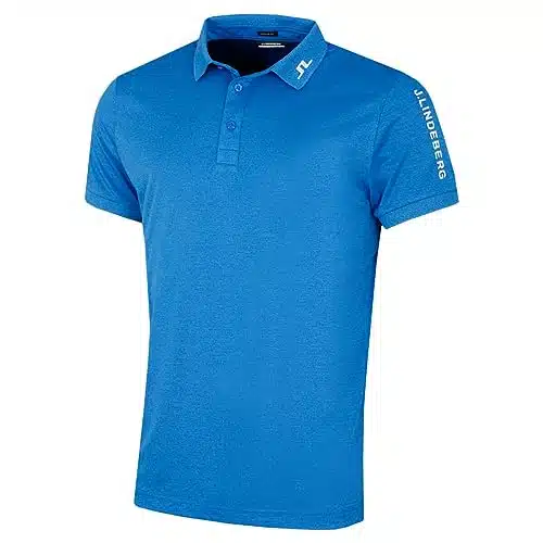 J.Lindeberg Men's Tour Tech Polo Shirt   Lapis Blue Melange   S