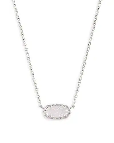 Kendra Scott Elisa Pendant Necklace for Women, Fashion Jewelry, Rhodium Plated, Iridescent Drusy