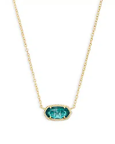 Kendra Scott Elisa Short Pendant Necklace for Women, Dainty Fashion Jewelry, K Gold Plated Brass, London Blue Clear Glass