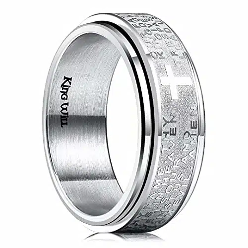 King Will mm Lord's Prayer Rotatable Ring Stainless Steel Ring Comfort Fit Wedding Band Rings For Men Women