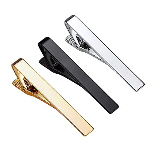 Roctee Tie Clips for Men, Pack Classic Tie Clip Silver Gold Black Necktie Tie Bar Pinch Clips Suitable for Wedding Anniversary Business