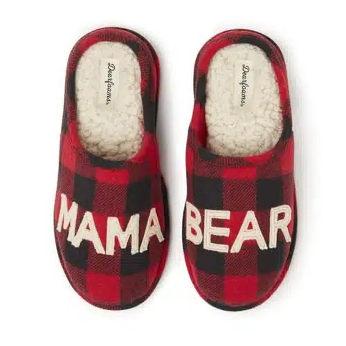 Dearfoams Women's Mama Bear Slipper, Buffalo Plaid,