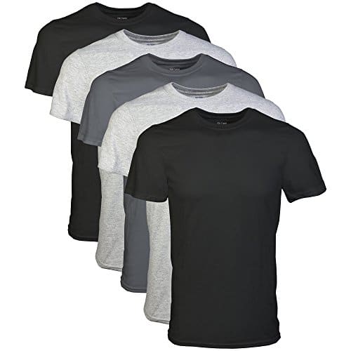 Gildan Men's Crew T Shirts, Multipack, Style G, BlackSport GreyCharcoal (Pack), Large