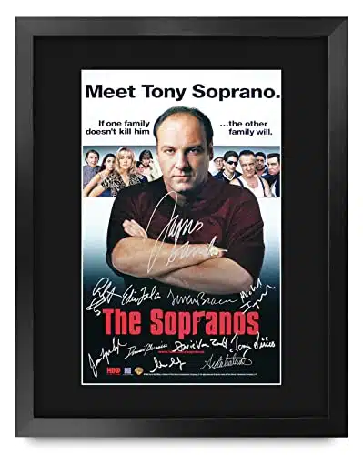 HWC Trading Framed x Print   The Sopranos TV Series Poster The Cast Signed Gift Mounted Printed Autograph Film Gifts Photo Picture Display