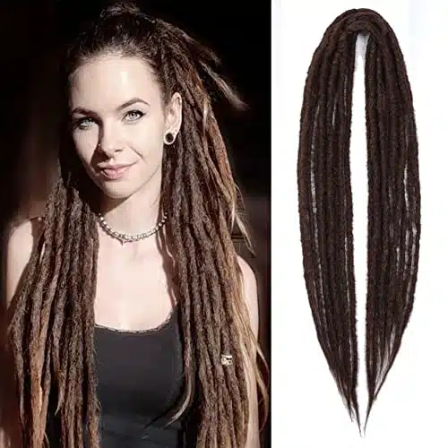 Inch Chocolate Brown Double Ended Dreadlocks Extensions pcs Thin DE Dread Extensions Braid In Dreadlock Extensions for Women