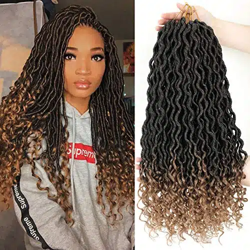 Lihui Goddess Locs Crochet Hair Inch Curly Faux Locs Crochet Hair Pre Looped Crochet Locs Hair Extension Soft Goddess Faux Locs With Curly Ends(inch, B, packs)