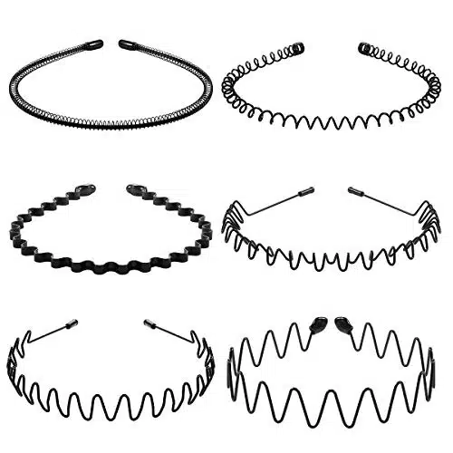 Lurrose Pcs Unisex Wavy Headband Metal Men Hair Band Elastic Non Slip Hair Hoop Sports Fashion Headwear for Women Menf