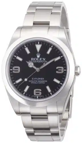 Rolex Explorer Black Dial Stainless Steel Rolex Oyster Automatic Mens Watch