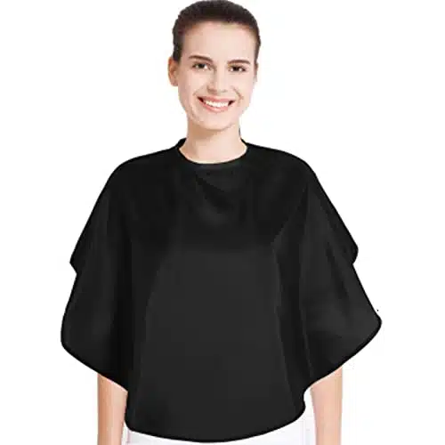 Short Makeup Cape for Women Men Mini Makeup Bib Haircut Cape for Makeup Artist Shampoo Beauty Salon Artist Styling (Black)