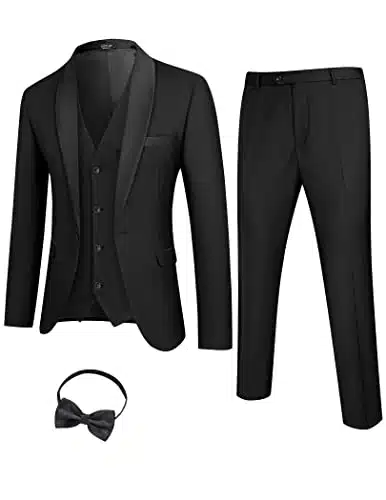 COOFANDY Men's Pieces Suit Shawl Lapel Tuxedo Wedding Prom Dance Homecoming Funeral Black XXL