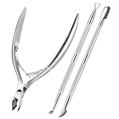 Cuticle Trimmer Cuticle Remover with Cuticle Pusher, XUNXMAS Professional Stainless Steel Durable Pedicure Manicure Tools Cutter Nipper Scissor Clipper for Fingernails and Toe