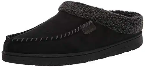 Dearfoams Men's IndoorOutdoor Breathable Memory Foam Clog Offered in Wide Widths, Black, Medium