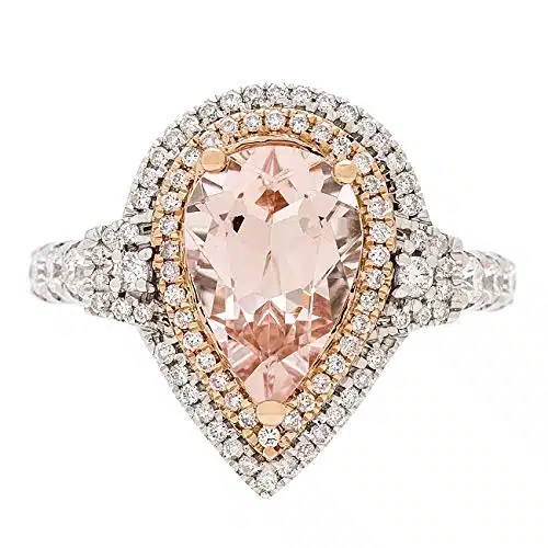 Gin & Grace K Two Tone Gold Genuine Morganite Ring with Diamonds for women  Ethically, authentically & organically sourced (Pear cut) shaped Morganite hand crafted jewelry for her