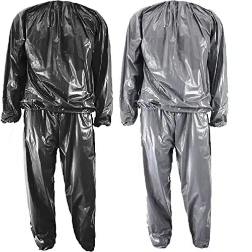 Heavy Duty Sauna Suit Men Women Weight Loss Exercise Slimming Gym Fitness Workout Anti Rip Sweat Suit (Black, XXL)