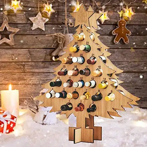 JUOPZKENN Bottle Holder Rack Mini Bottles Holder Countdown Wine Bottle Rack Christmas Advent Calendar Wooden Christmas Tree Christmas Decorations Gift(#)