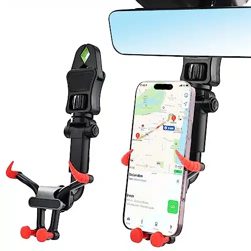 LuxBee Rear View Mirror Phone HolderNew Version, Car Phone Holder Mount, degree Rotatable and Adjustable Phone Holder for Man Car Driving