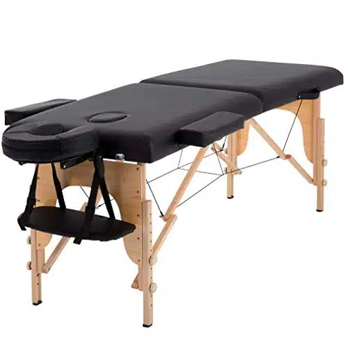 Massage Table Massage Bed Spa Bed Inches Long Portable Folding WCarry Case Table Heigh Adjustable Salon Bed Face Cradle Bed,Black