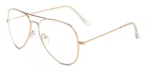 Outray Classic Aviator Metal Frame Clear Lens Glasses cGold