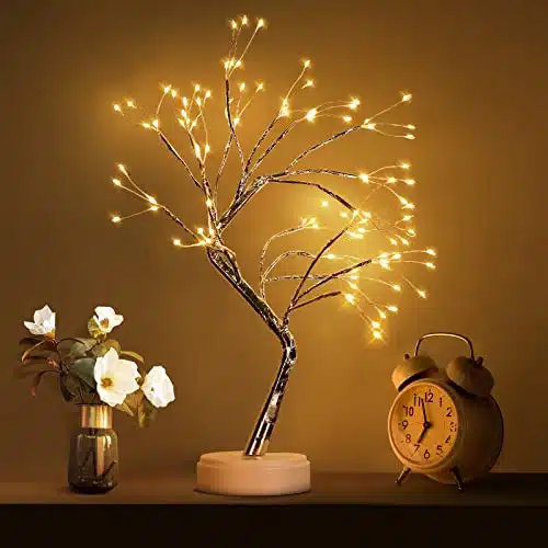 Qukadark Bonsai Tree Light Copper Wire Tree Lamp Fairy Spirit Night Light,BatteryUSB Operated, Adjustable Branches Halloween Christmas for Home Decoration and Gift (Warm White