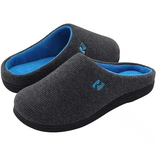 RockDove Men's Original Two Tone Memory Foam Slipper,  Men, Dark GreyBlue