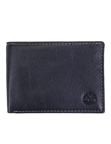 Timberland mens Genuine Leather Rfid Blocking Passcase Security Wallet Billfold, Navy Blue, One Size US