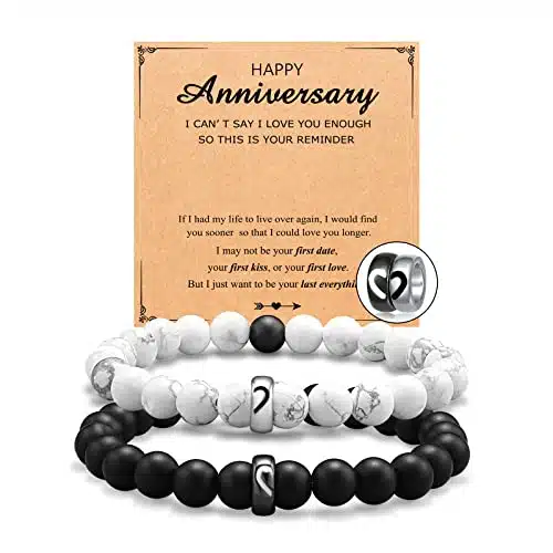 UNGENT THEM Anniversary Bracelets Gifts for Him Her Men Women Husband Boyfriend Wife Couple Wedding Happy Anniversary One Year Month Anniversary for Boyfriend Girlfriend