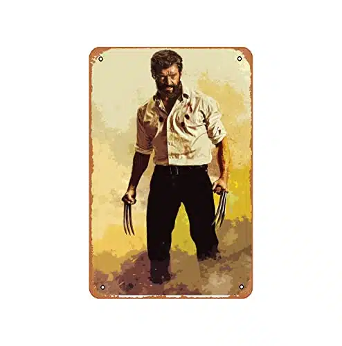 Vintage Tin Sign Wolverine Xmen Hugh Jackman Logan Illustration #usical Bar Pub Cafe Wall Kitchen Bathroo Poster Karaoke Retro Decor Art xinch Film and Television Metal Tin Si