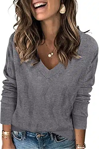 Arach&Cloz Women Spring Tops Fashion Sweater Dressy Long Sleeve Shirt Business Casual Blouse Clothes Winter Outfits Grey