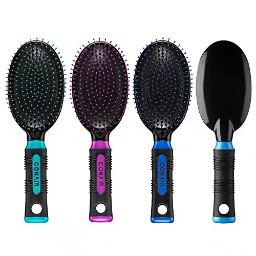 Conair Salon Results Hairbrush for Men and Women, Hairbrush for Everyday Brushing with Wire Bristles and Cushion Base, Color May Vary, Pack