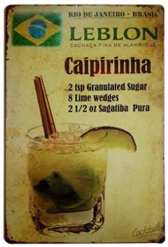 ERLOOD Leblon Caipirinha Drink Tin Sign Wall Retro Metal Bar Pub Poster Metal X