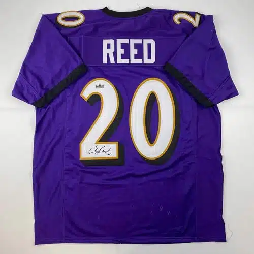 Facsimile Autographed Ed Reed Baltimore Purple Reprint Laser Auto Football Jersey Size Men's XL