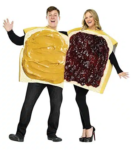 Fun World Unisex Adult Peanut Butter And Jelly Set Costume, Purple,tan